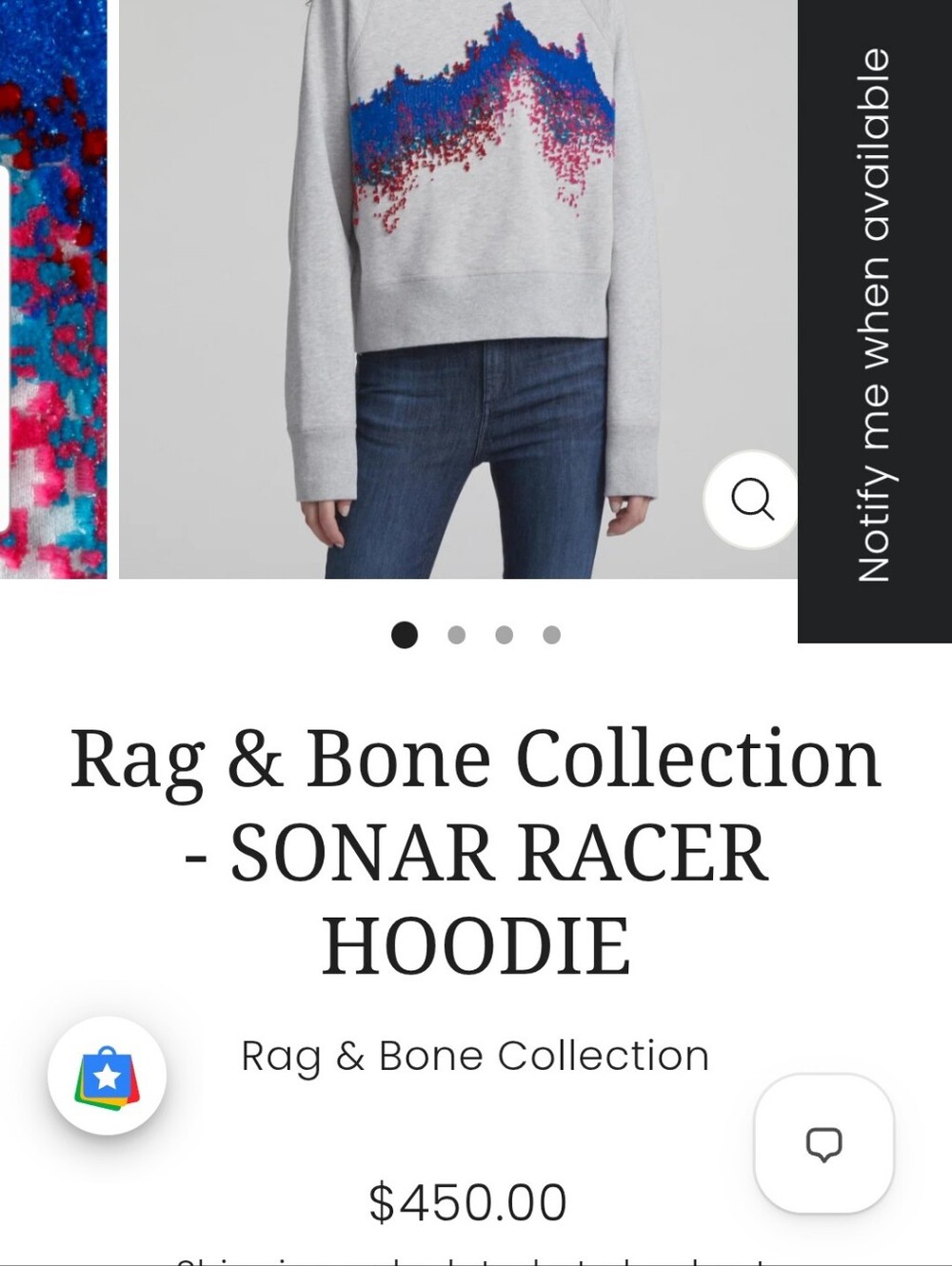Rag & Bone 0SONAR RACER HOODIE - Picture 2 of 5